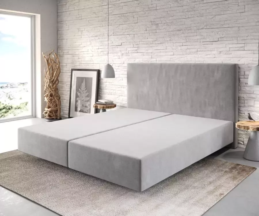 DELIFE Boxspring frame Dream-Well Grijs 180x200 cm Mikrofaser Beddengoed