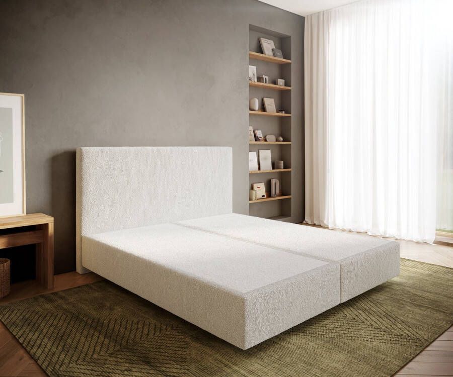 DELIFE Boxspringframe Dream-Well Bouclé Crème-Wit 180x200 cm Bedframe