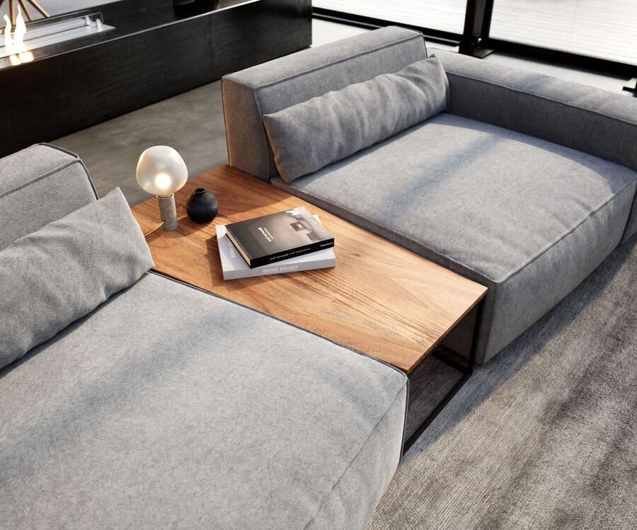 DELIFE Bijzettafel Tatius natuur acacia frame zwart 120x40 70 Trapeziumtafel