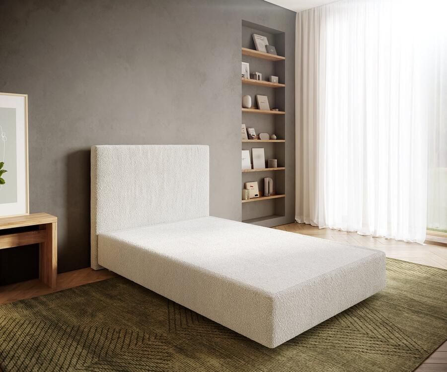 DELIFE Boxspringframe Dream-Well Bouclé Crème-Wit 120x200 cm Bedframe