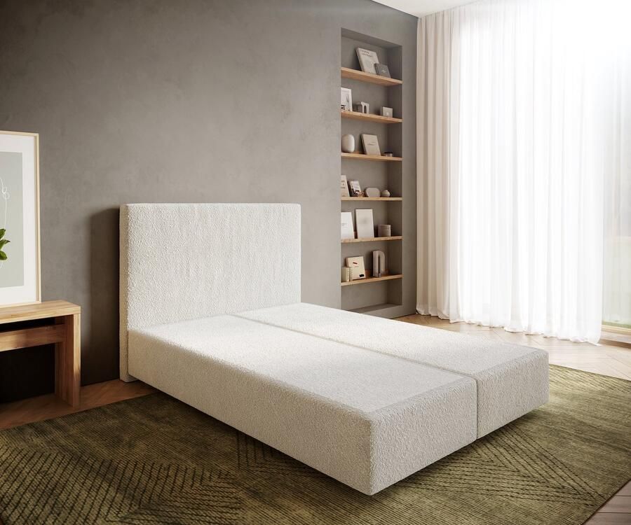 DELIFE Boxspringframe Dream-Well Bouclé Crème-Wit 140x200 cm Bedframe