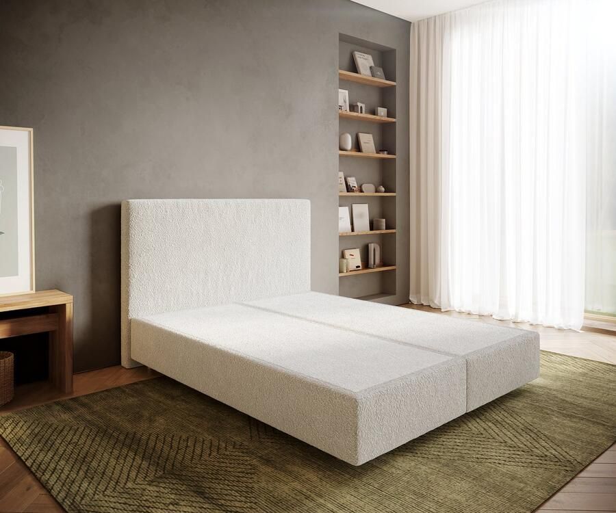 DELIFE Boxspringframe Dream-Well Bouclé Crème-Wit 160x200 cm Bedframe