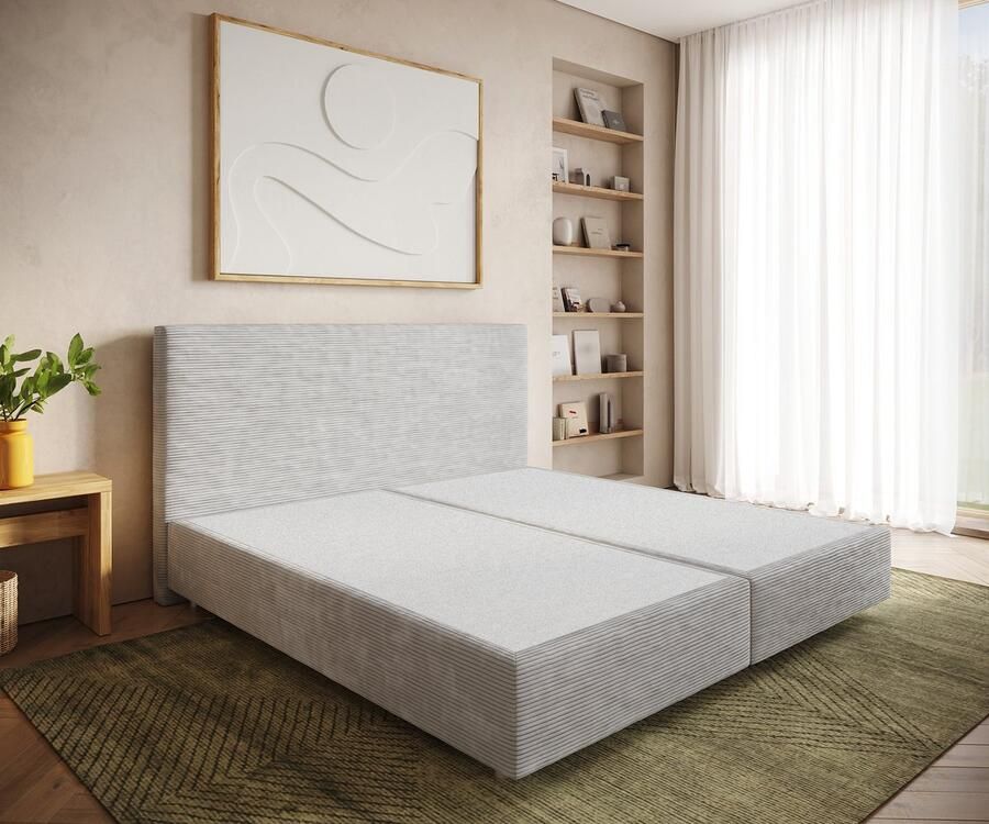 DELIFE Boxspringframe Dream-Well Koord Zilvergrijs 200x200 cm