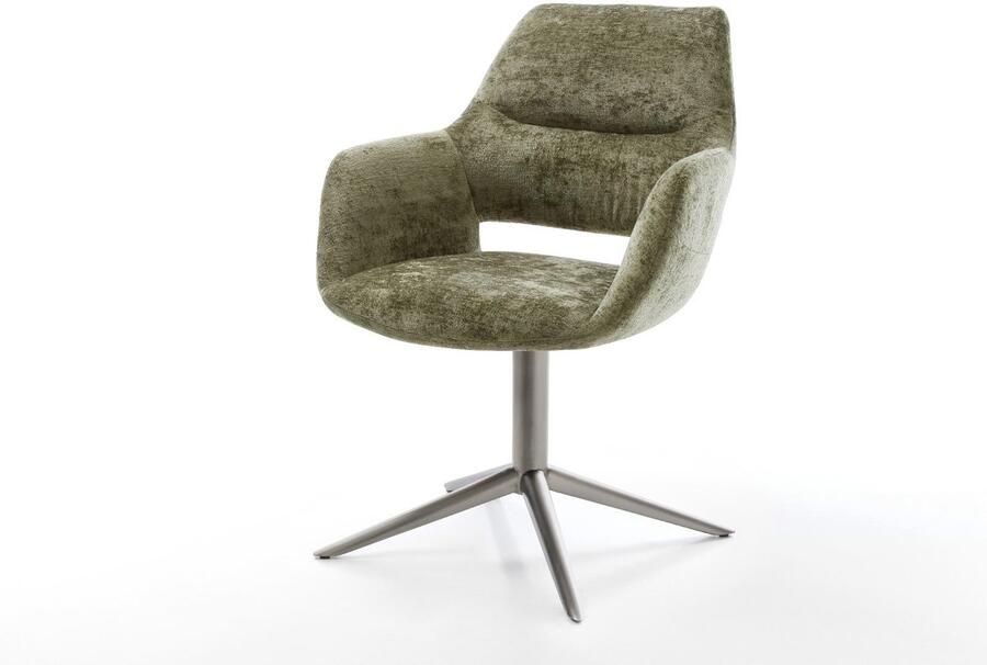 DELIFE Eetkamerstoel Yago-Flex met armleuning kruispoot grafiet microvelours antraciet vintage 360° draaibaar rocker-functie pocketveer kern