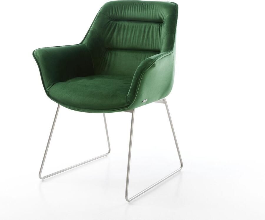 DELIFE Gestoffeerde-stoel Kaira-Flex slipframe roestvrij staal fluweel groen