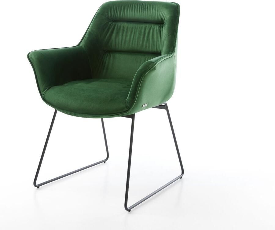 DELIFE Gestoffeerde-stoel Kaira-Flex slipframe zwart fluweel groen