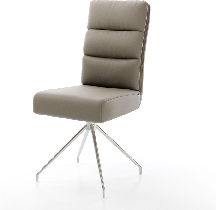 DELIFE Gestoffeerde-stoel Pela-Flex kruisframe conisch roestvrij staal echt leer mud pocketveer kern