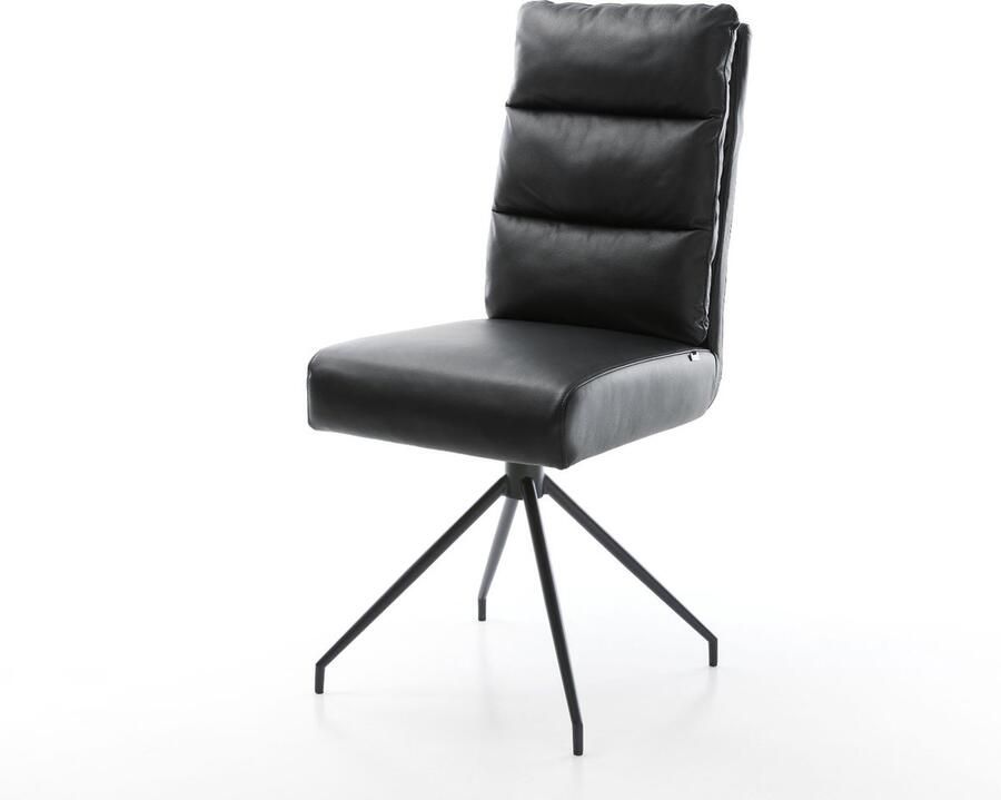 DELIFE Gestoffeerde-stoel Pela-Flex kruisframe conisch zwart echt leer zwart pocketveer kern