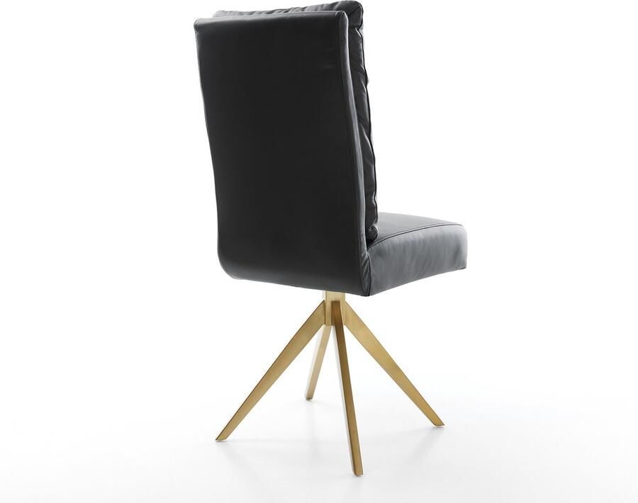 DELIFE Gestoffeerde-stoel Pela-Flex kruisframe hoekig goud echt leer zwart pocketveer kern - Foto 2