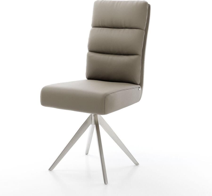 DELIFE Gestoffeerde-stoel Pela-Flex kruisframe hoekig roestvrij staal echt leer mud pocketveer kern