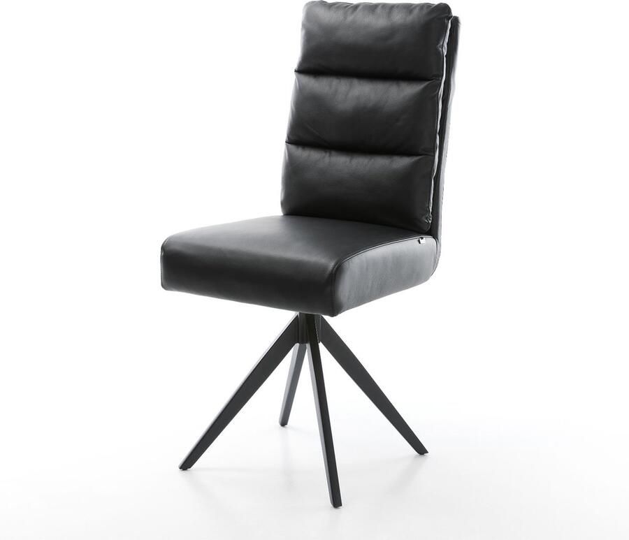 DELIFE Gestoffeerde-stoel Pela-Flex kruisframe hoekig zwart echt leer zwart pocketveer kern