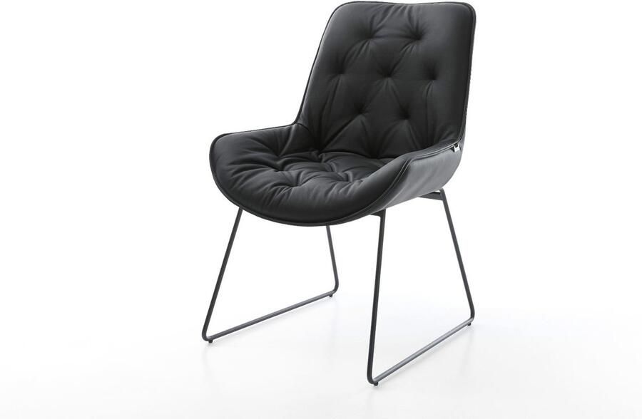 DELIFE Gestoffeerde-stoel Taimi-Flex slipframe zwart echt leer zwart - Foto 2