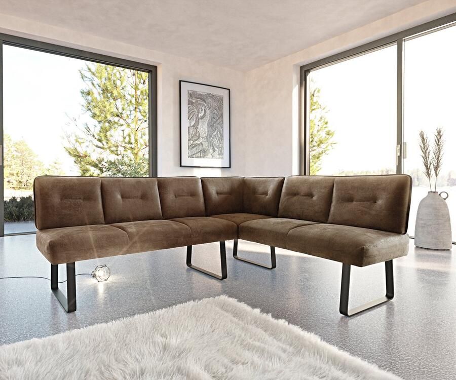 DELIFE Hoekbank Pavle 200x170 cm metaal zwart vintage bruin variabel