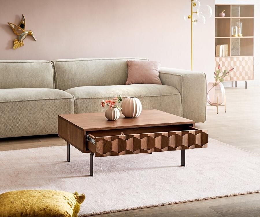 DELIFE Salontafel Fevo 80x60 cm acacia bruin L-poot