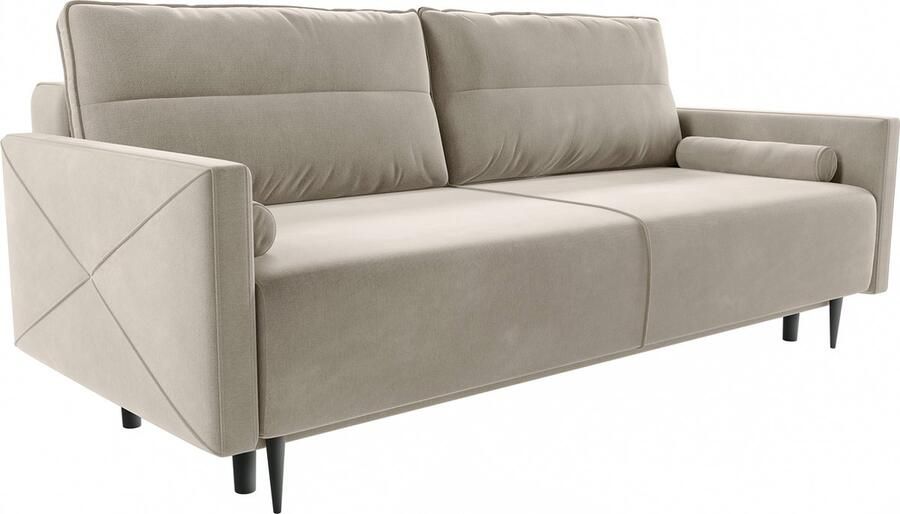 DELIFE Slaapbank Kehsa microvezel beige 220x100 cm bedkasten bank