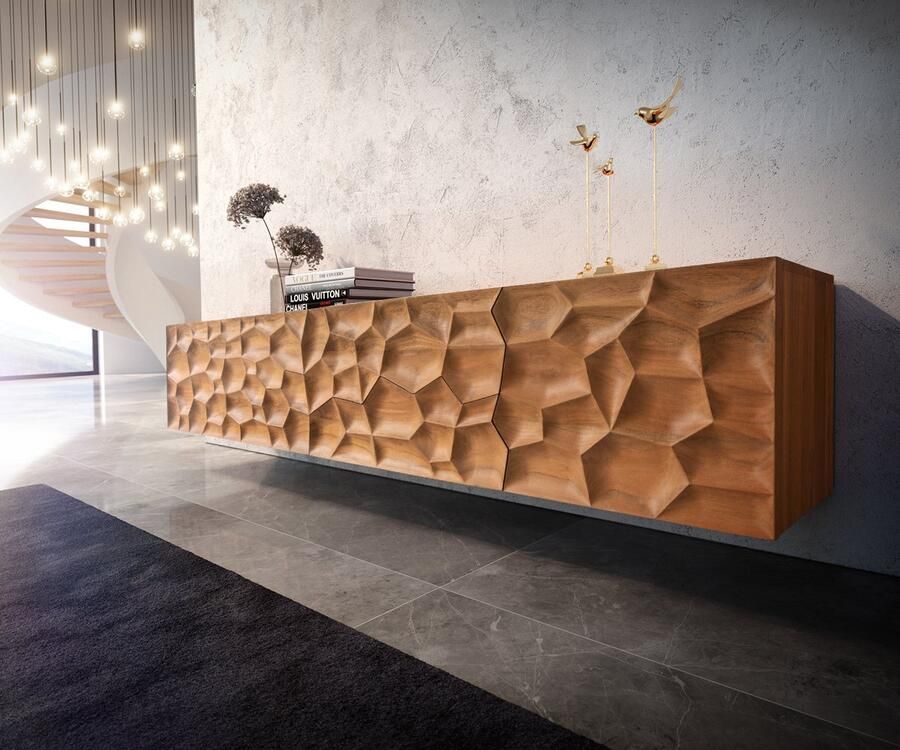 DELIFE Tv-meubel Solu acacia natuur 220 cm 2 deuren 4 laden zwevend lowboard 3D front