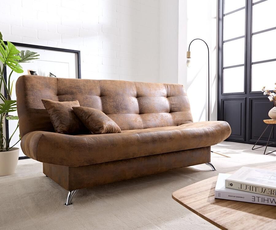 DELIFE Viola slaapbank bruin 190x90 cm met bedlade slaapfunctie slaapbank