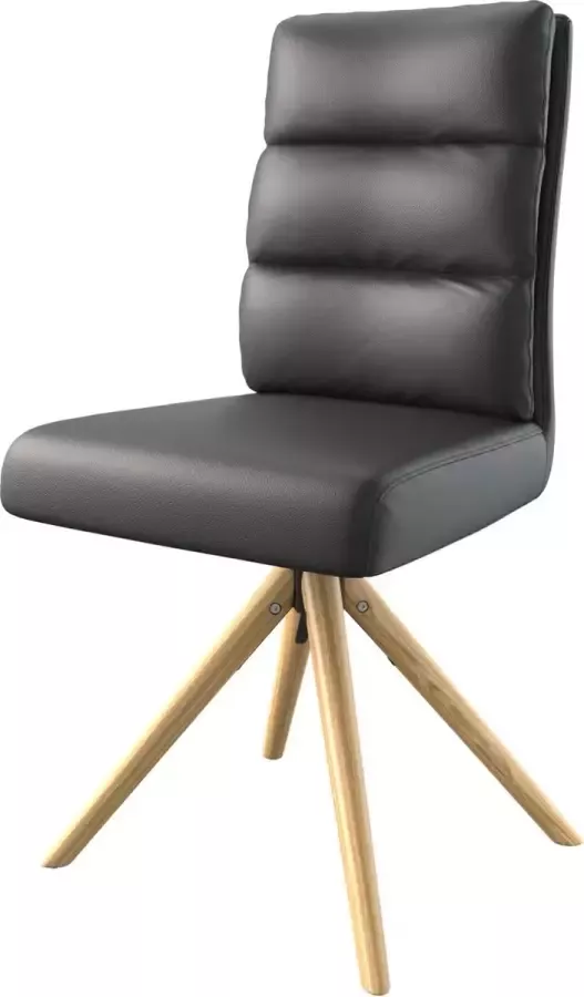 DELIFE Draaistoel Pela-Flex houten frame conisch echt leer zwart 180° pocketveer kern