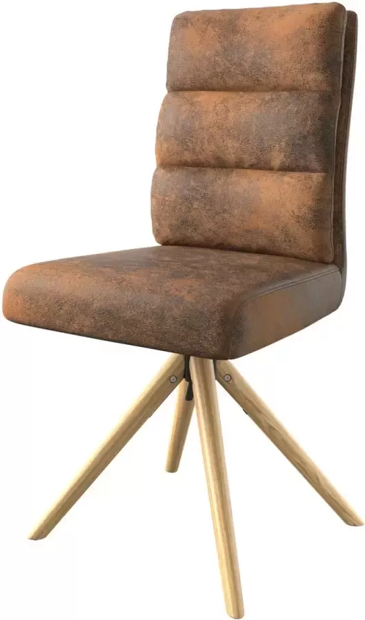 DELIFE Draaistoel Pela-Flex houten frame conisch bruin antiek 180° pocketveer kern