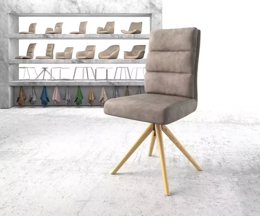 DELIFE Draaistoel Pela-Flex houten frame conisch taupe vintage 180° pocketveer kern