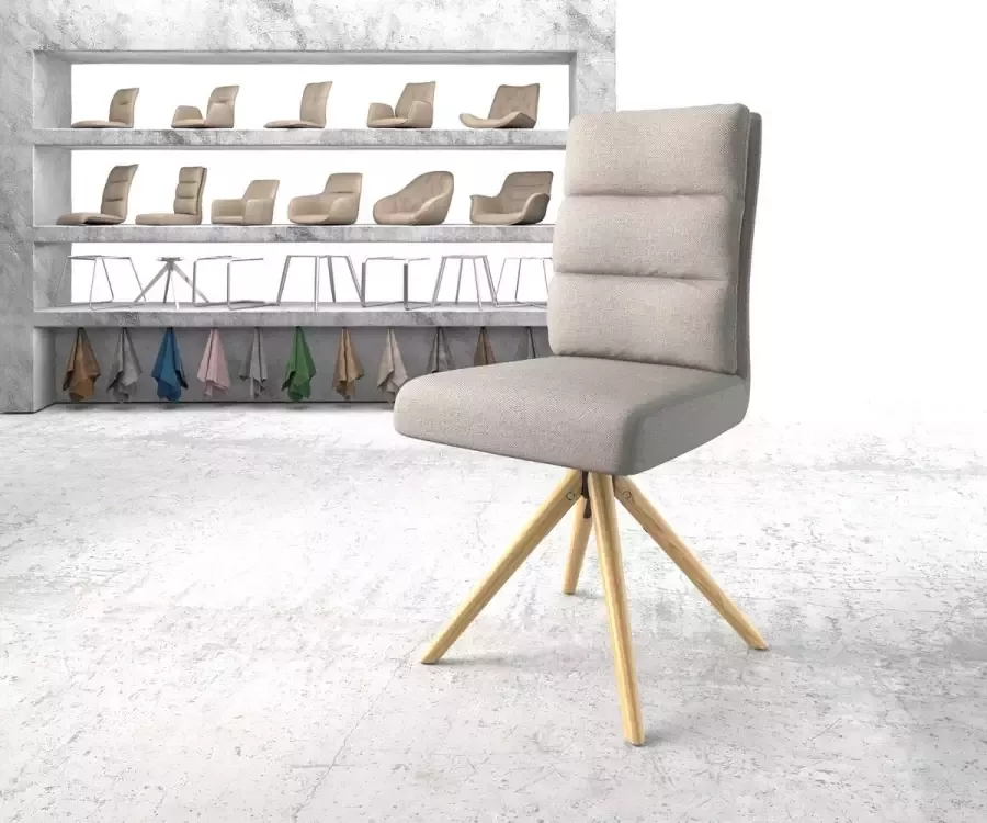 DELIFE Draaistoel Pela-Flex houten frame conisch stripes lichtgrijs
