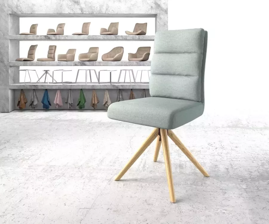 DELIFE Draaistoel Pela-Flex houten frame conisch stripes mint 180° pocketveer kern