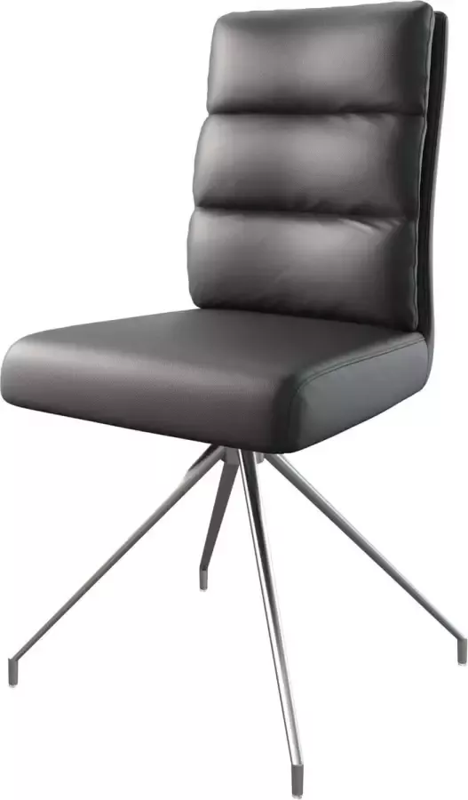 DELIFE Gestoffeerde-stoel Pela-Flex kruisframe conisch roestvrij staal echt leer zwart pocketveer kern