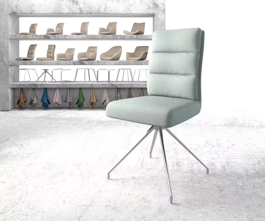 DELIFE Draaistoel Pela-Flex kruisframe conisch roestvrij staal stripes mint 180° draaibaar
