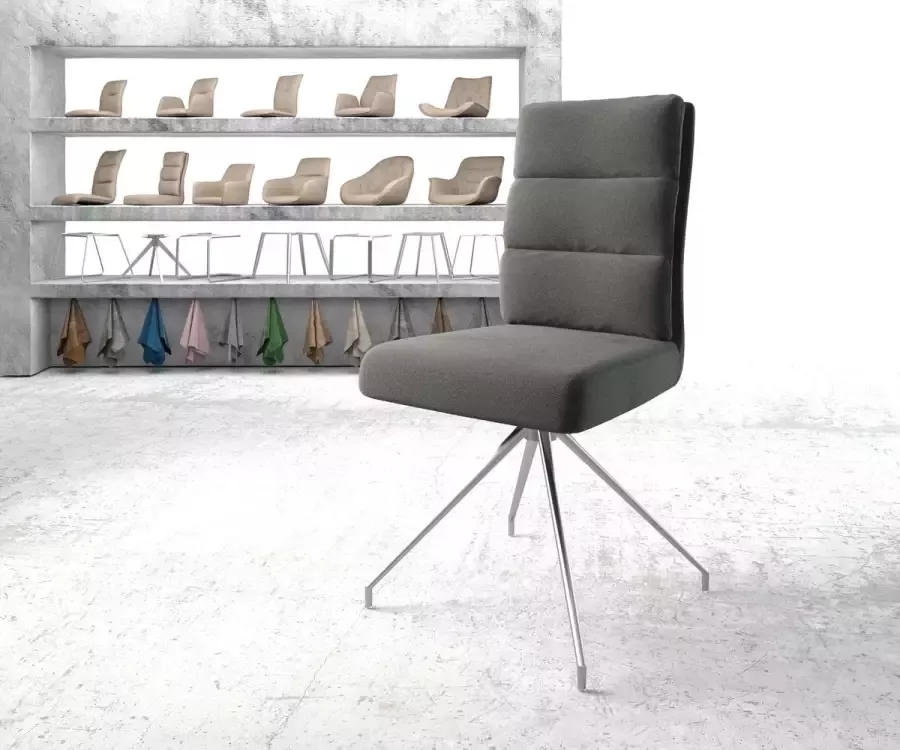 DELIFE Draaistoel Pela-Flex kruisframe conisch roestvrij staal structuurstof antraciet 180° draaibaar