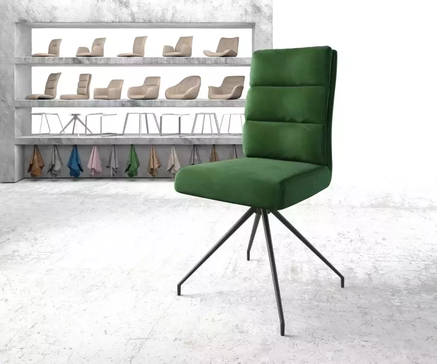 DELIFE Draaistoel Pela-Flex kruisframe conisch zwart fluweel groen 180° draaibaar