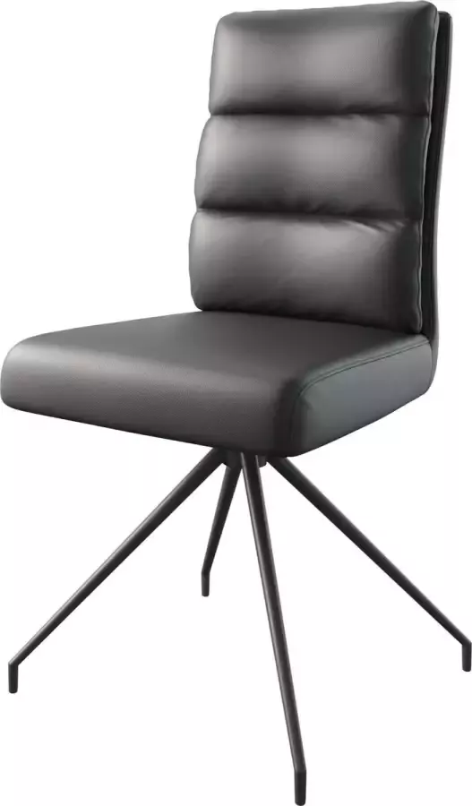 DELIFE Gestoffeerde-stoel Pela-Flex kruisframe conisch zwart echt leer zwart pocketveer kern - Foto 2