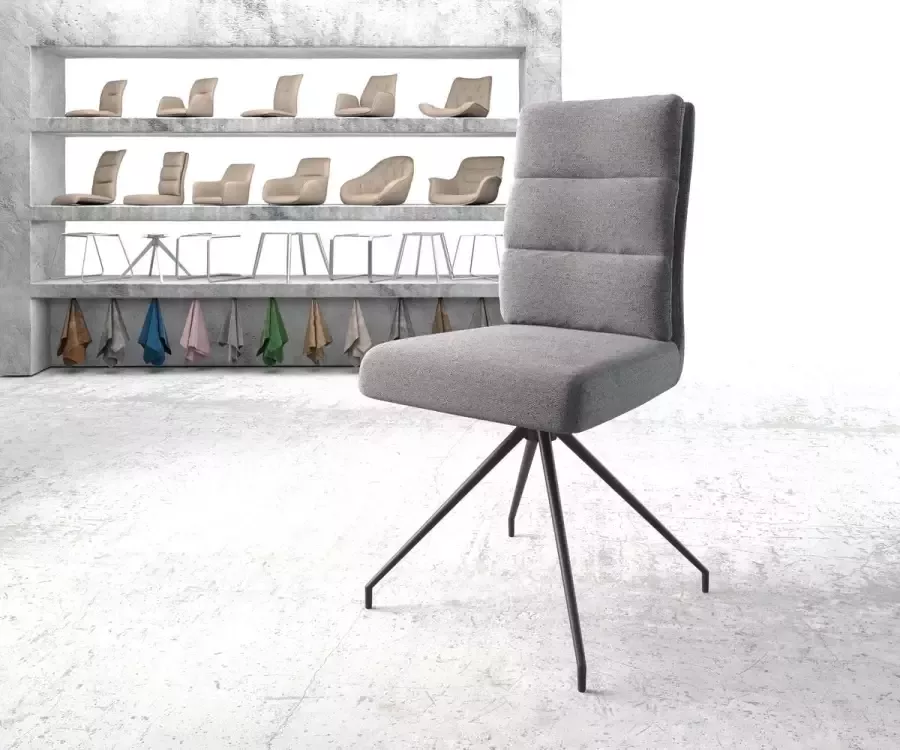 DELIFE Draaistoel Pela-Flex kruisframe conisch zwart structuurstof lichtgrijs 180° draaibaar