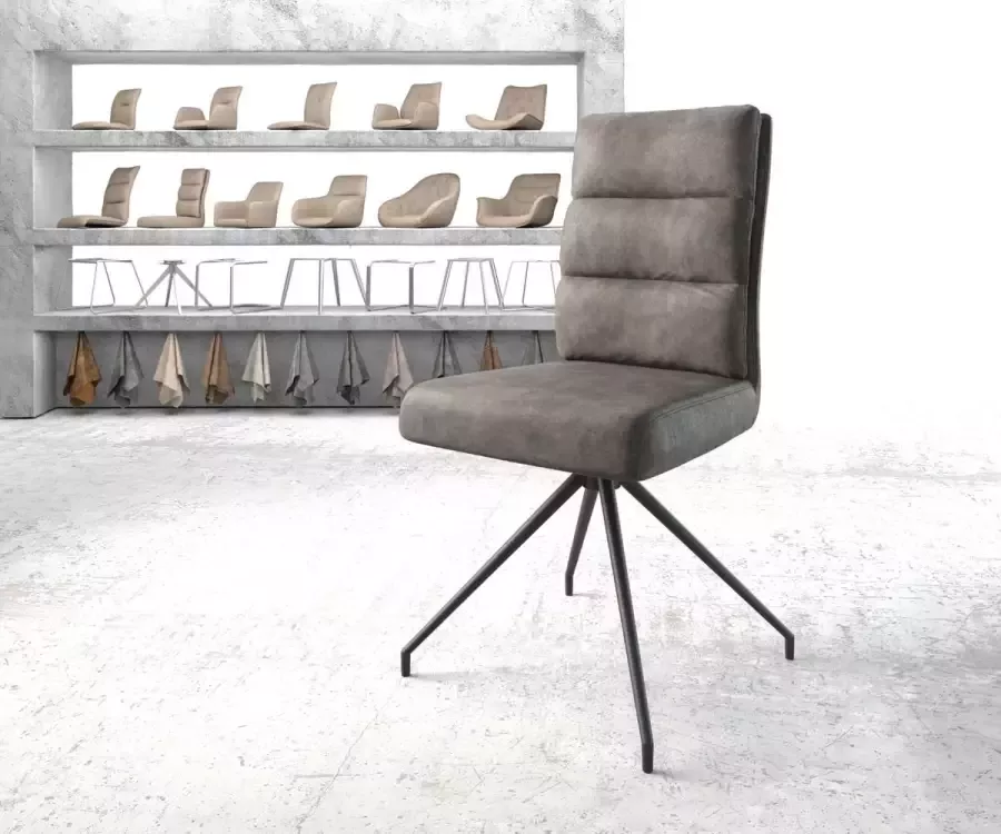 DELIFE Gestoffeerde-stoel Pela-Flex kruisframe conisch zwart microvelours antraciet vintage pocketveer kern