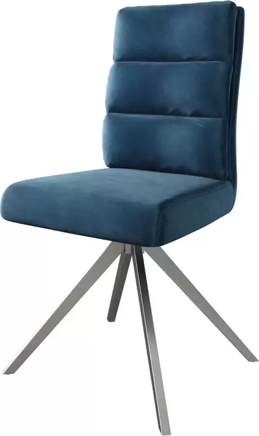 DELIFE Draaistoel Pela-Flex kruisframe hoekig roestvrij staal fluweel blauw