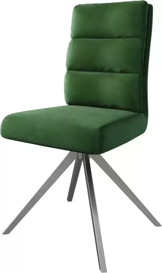 DELIFE Draaistoel Pela-Flex kruisframe hoekig roestvrij staal fluweel groen 180° draaibaar