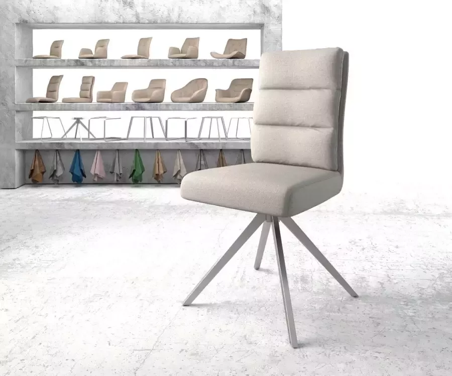 DELIFE Draaistoel Pela-Flex kruisframe hoekig roestvrij staal stripes lichtgrijs