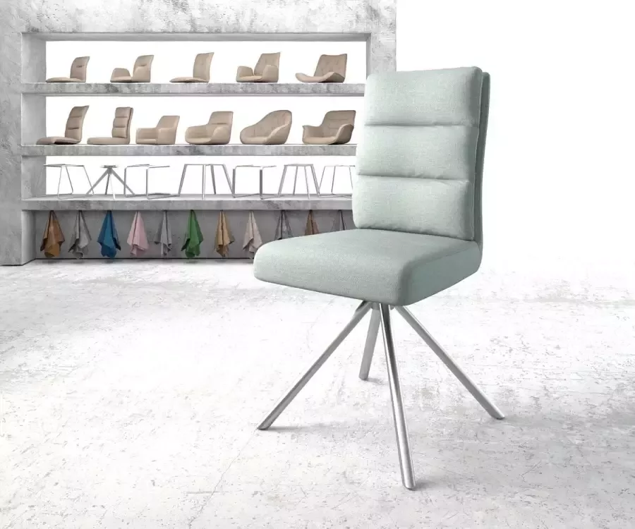 DELIFE Draaistoel Pela-Flex kruisframe rond roestvrij staal stripes mint 180° draaibaar