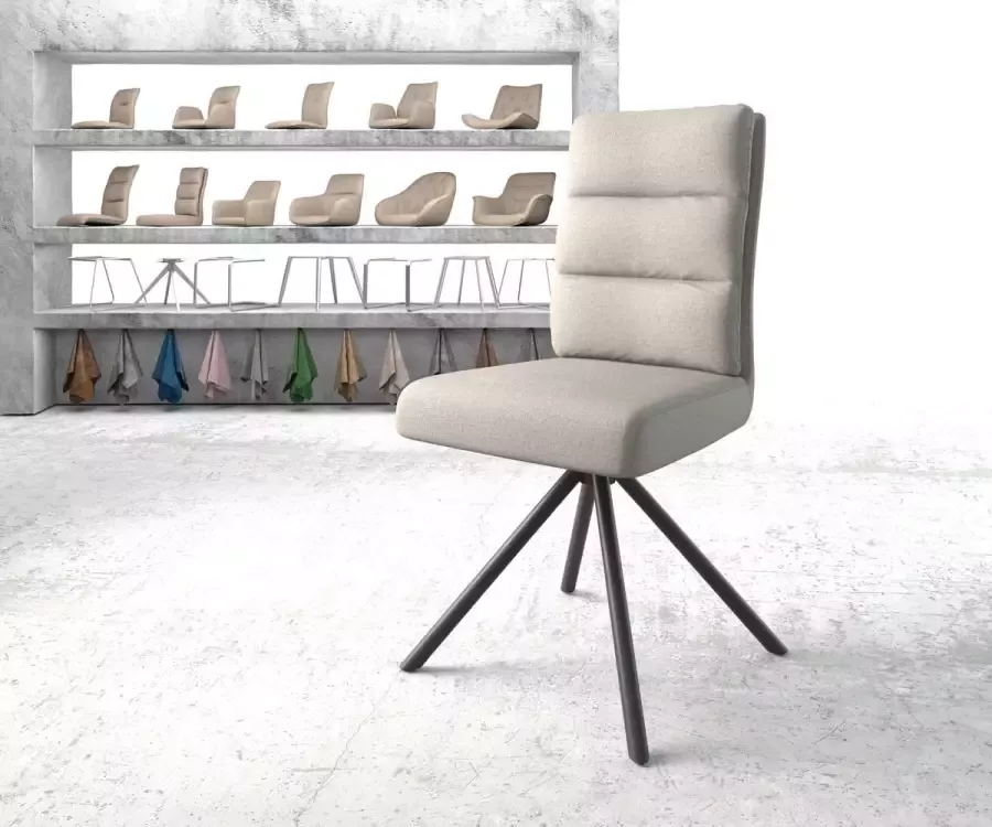 DELIFE Draaistoel Pela-Flex kruisframe rond zwart stripes lichtgrijs