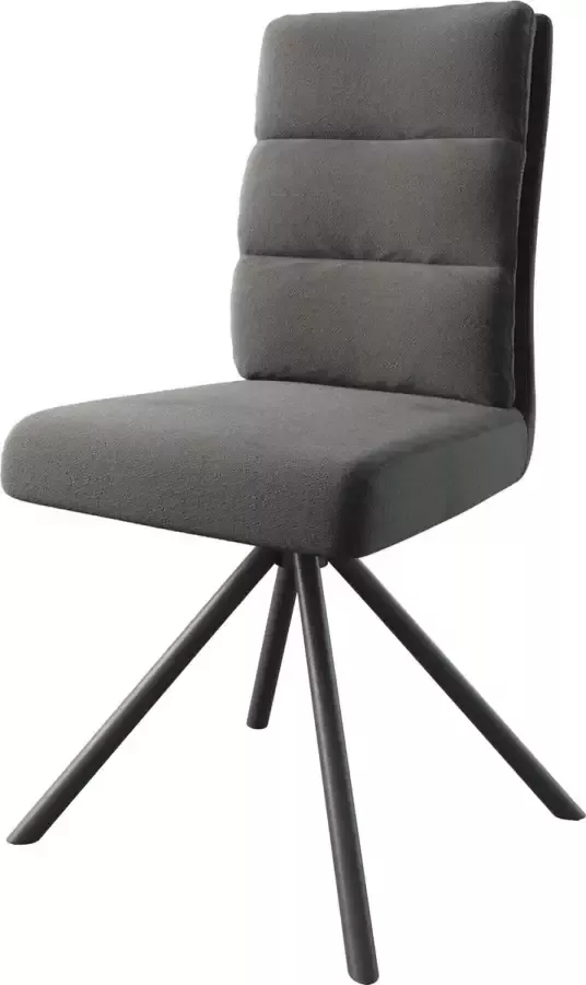 DELIFE Draaistoel Pela-Flex kruisframe rond zwart structuurstof antraciet 180° draaibaar