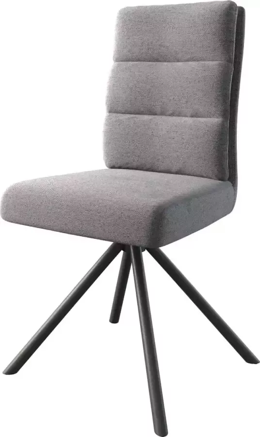 DELIFE Draaistoel Pela-Flex kruisframe rond zwart structuurstof lichtgrijs 180° draaibaar