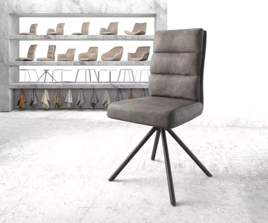 DELIFE Draaistoel Pela-Flex kruisframe rond zwart antraciet vintage 180° draaibaar