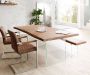 DELIFE Massief houten tafel Live-Edge Acacia bruin 140x90 bovenblad 5 cm glazen poten boom tafel - Thumbnail 2