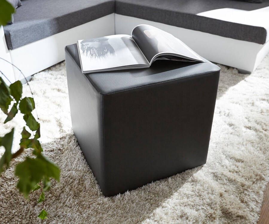 DELIFE Hocker Dado zwart 45x45 cm kubus zitting