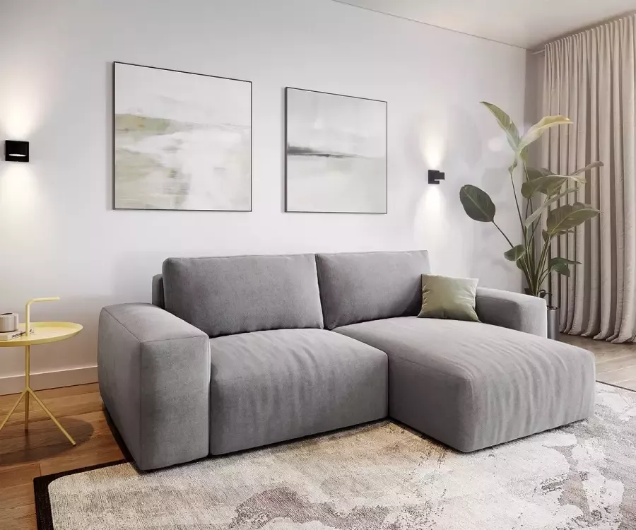 DELIFE Hoekbank Lanzo L microvezel grijs 260x160 cm recamiere variabel