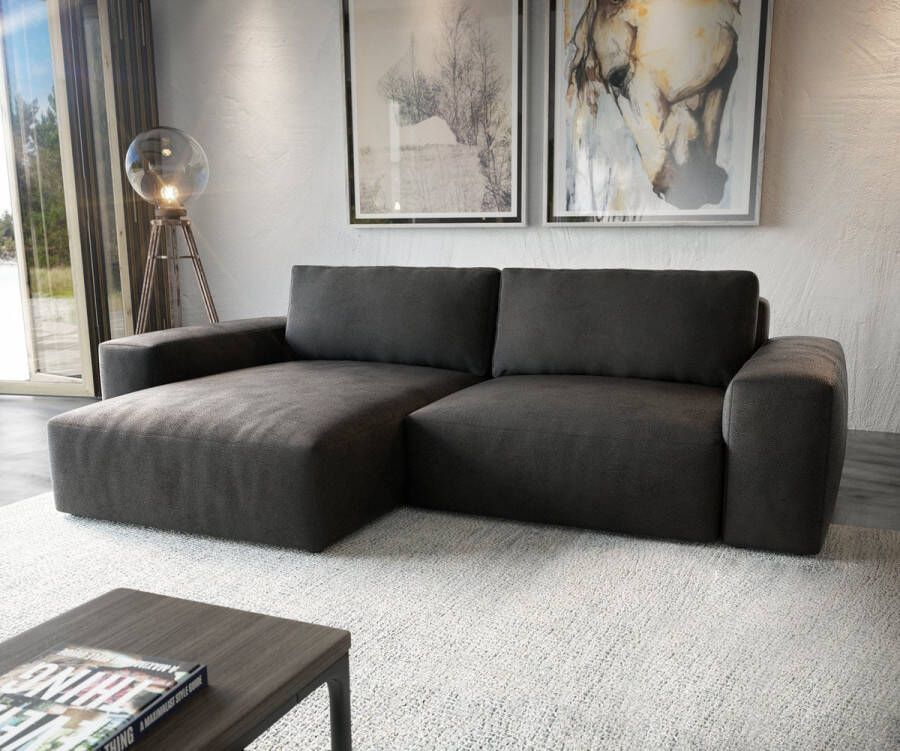 DELIFE Hoekbank Lanzo XL kunstleer vintage antraciet 270x180 cm variabele rugleuning