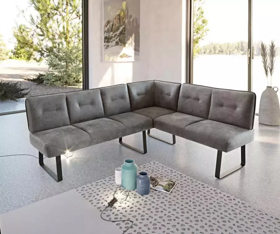 DELIFE Hoekbank Pavle 200x170 cm metaal zwart vintage bruin variabel