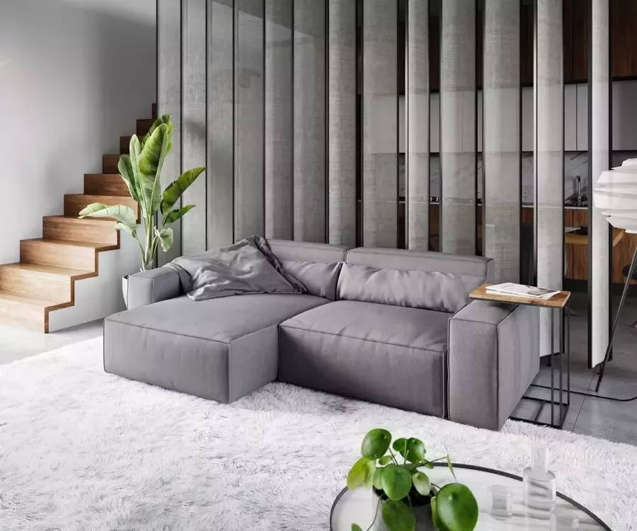 DELIFE Hoekbank Sirpio L 260x160 cm microvezel grijs recamiere variabele