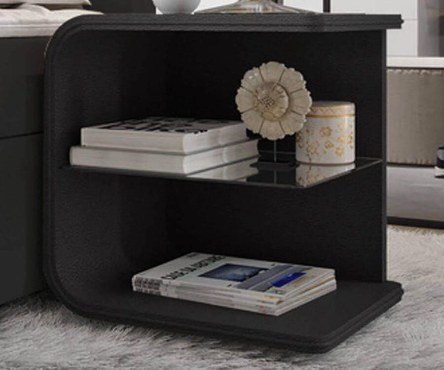 DELIFE Nachtkastje Oscar big zwart 50cm hoog met LED-verlichting