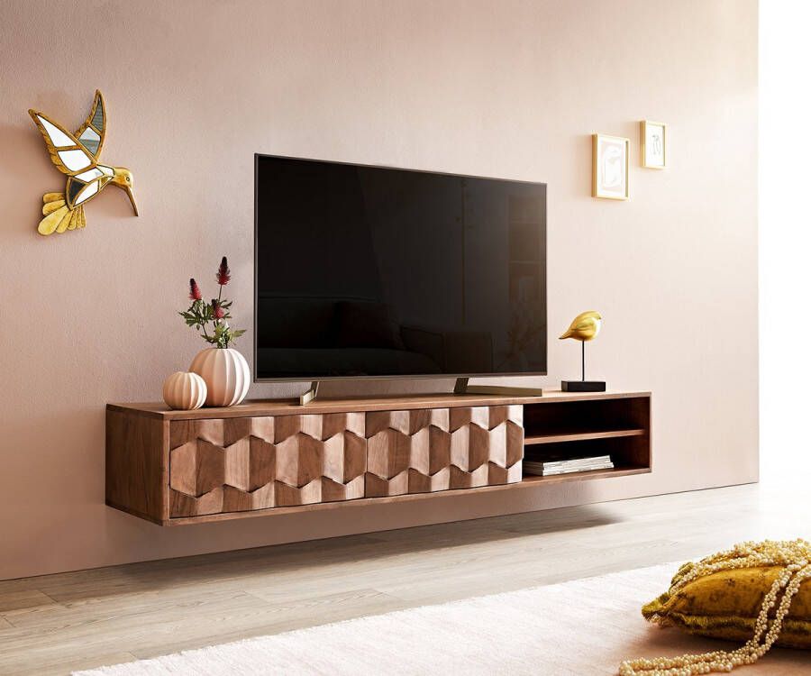DELIFE Tv-meubel Fevo acacia bruin 160 cm 2 deuren zwevend lowboard