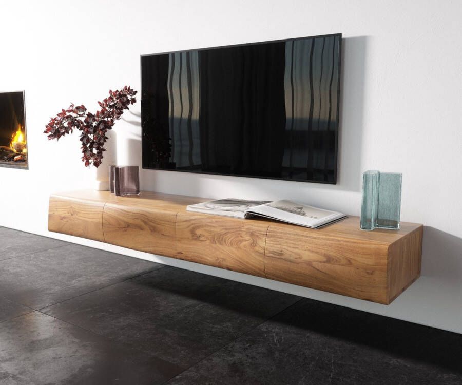DELIFE TV-meubel New Live-Edge acacia natuur 175 cm 4 deurs zwevend Lowboard